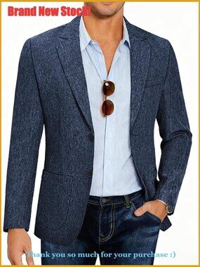 Slim Fit Sport Coat Blazer Lightweight Two Button Casual Jacket